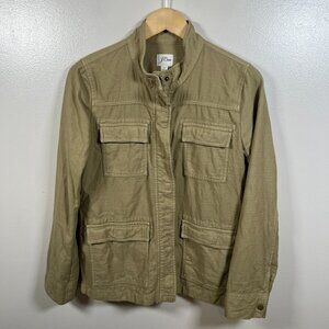 J. Crew Garment-Dyed Military Jacket Size Small Utility Field Travel Green
